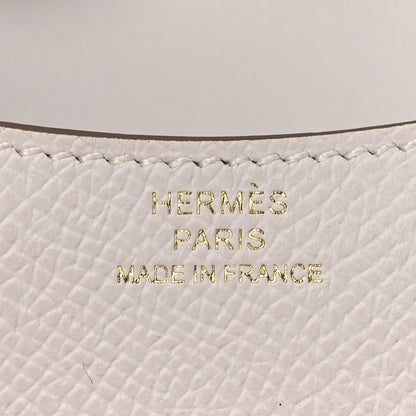 HERMÈS PARIS MADE IN FRANCE embossing on light gray leather