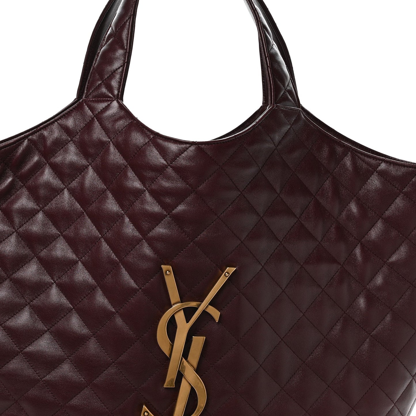 Saint Laurent Lambskin Quilted Maxi Icare Shopping Tote Rouge Cabernet