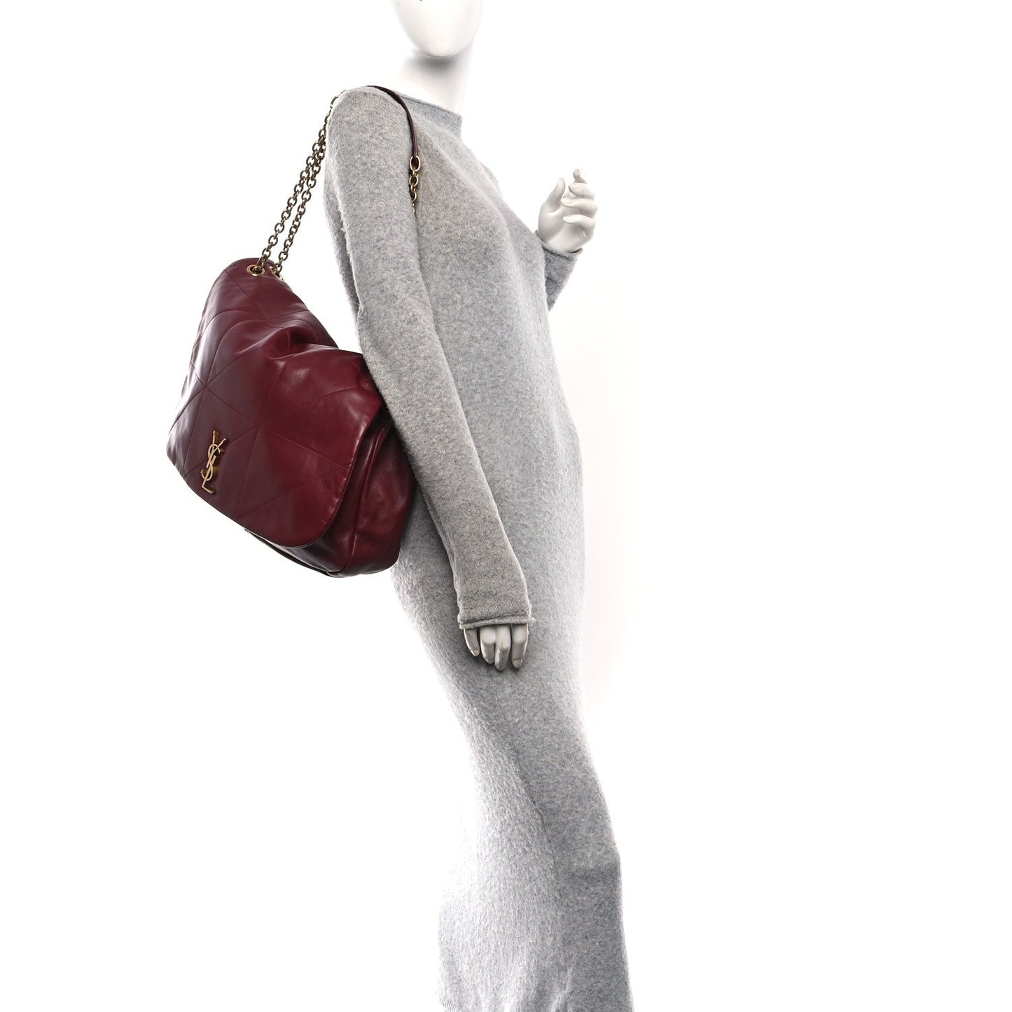 Saint Laurent Lambskin Matelasse Monogram Large Jamie Shoulder Bag Dark Bordeaux