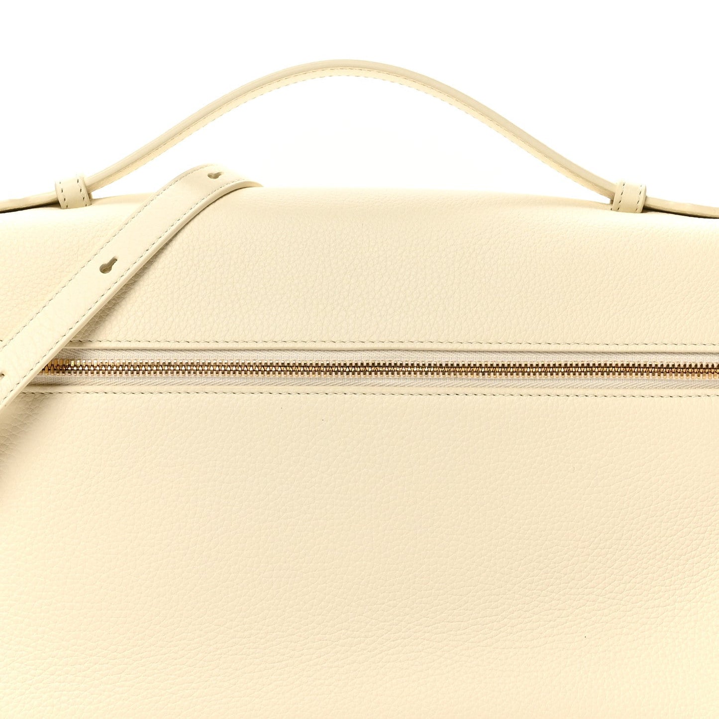 Loro Piana grained calfskin extra pocket pouch with front zipper and leather strap