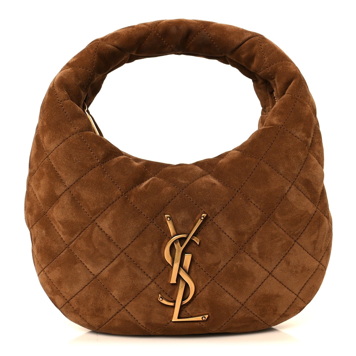 Saint Laurent Suede Quilted Icarino Tote Bag Cognac