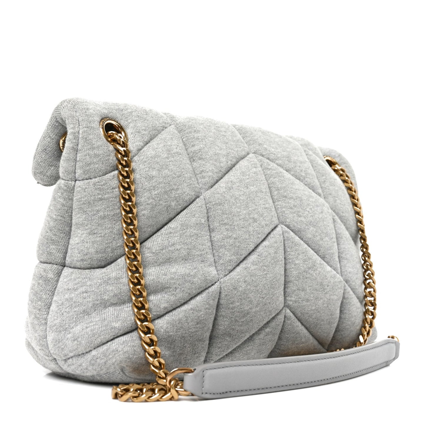 Saint Laurent Jersey Quilted Loulou Puffer Satchel Chalk Beige