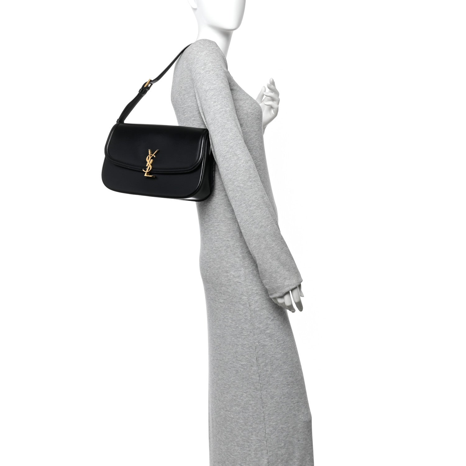 Saint Laurent Box Calfskin Monogram Large Solferino Shoulder Bag Black