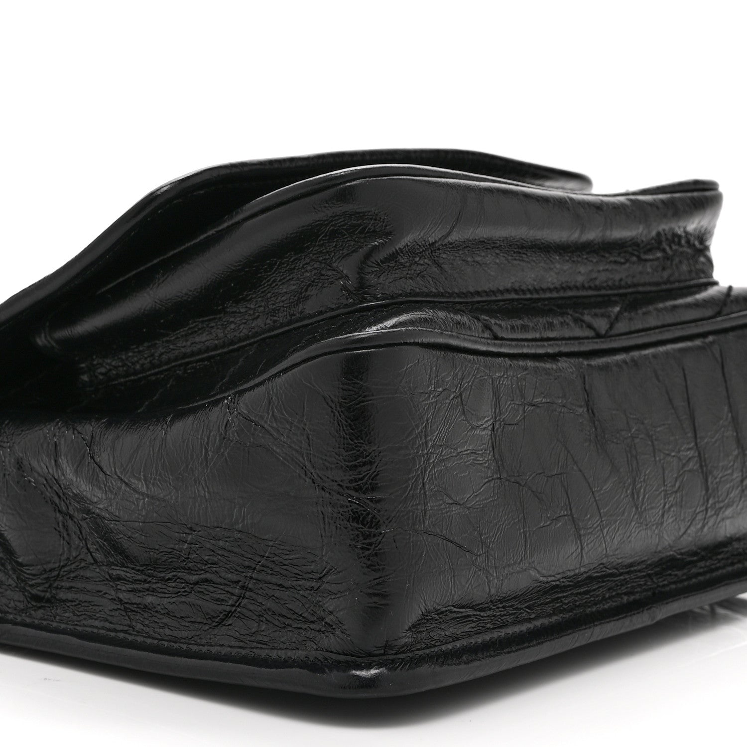 Saint Laurent Crinkled Calfskin Matelasse Monogram Baby Niki Chain Satchel Black