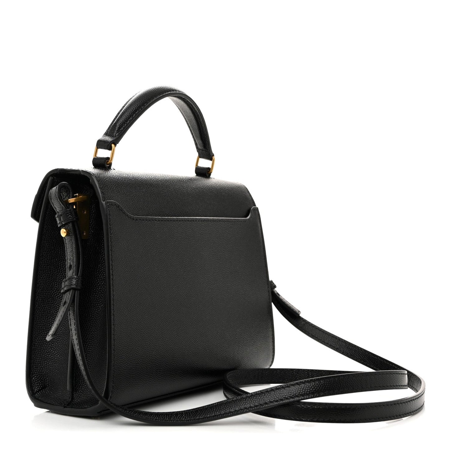 Saint Laurent Grain De Poudre Mini Classic Monogram Cassandra Top Handle Black