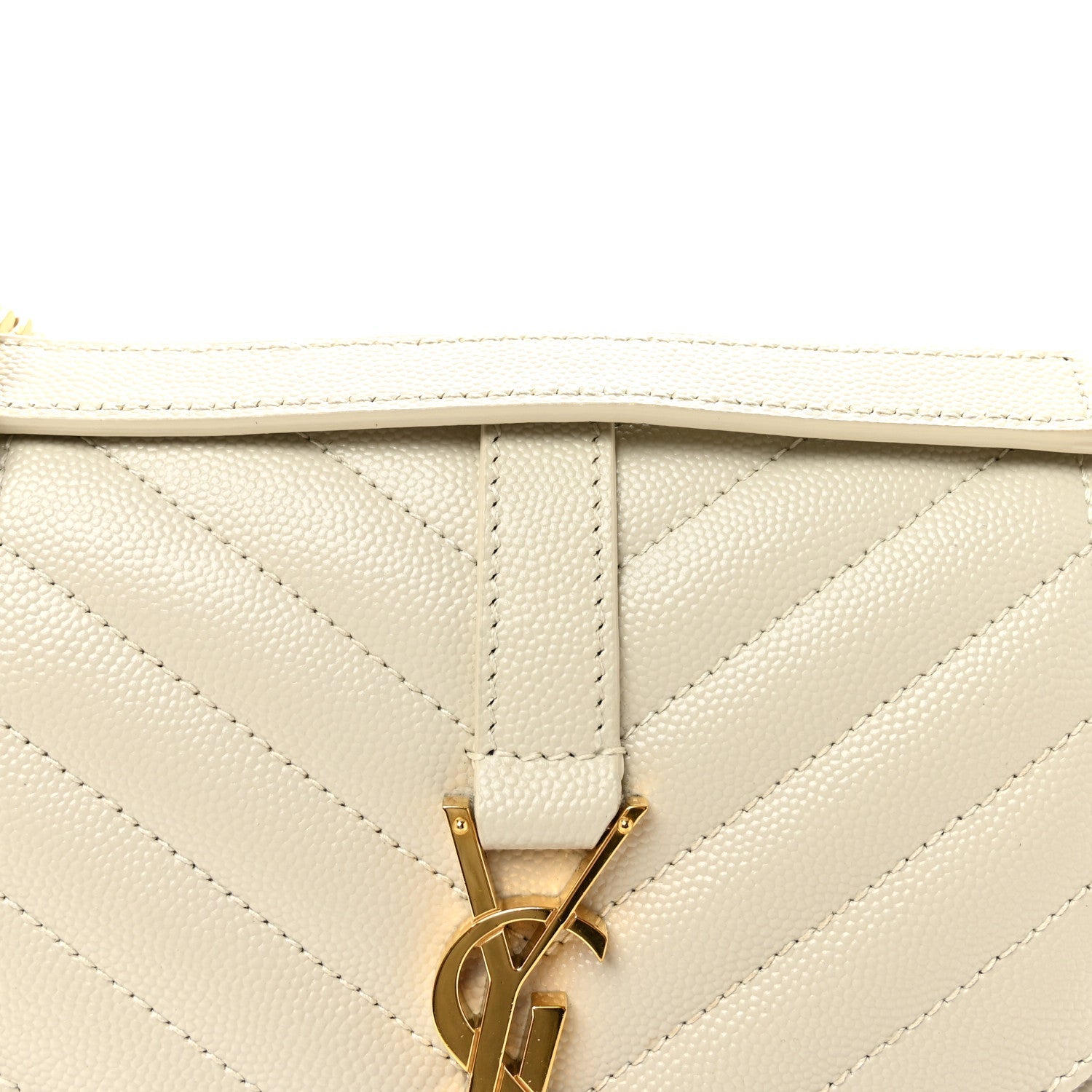 Saint Laurent Grain De Poudre Medium Triquilt Monogram Satchel Crema Soft