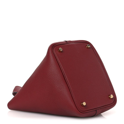 Taurillon Clemence Picotin Lock 18 PM Grained Calfskin Leather Tote Rouge H