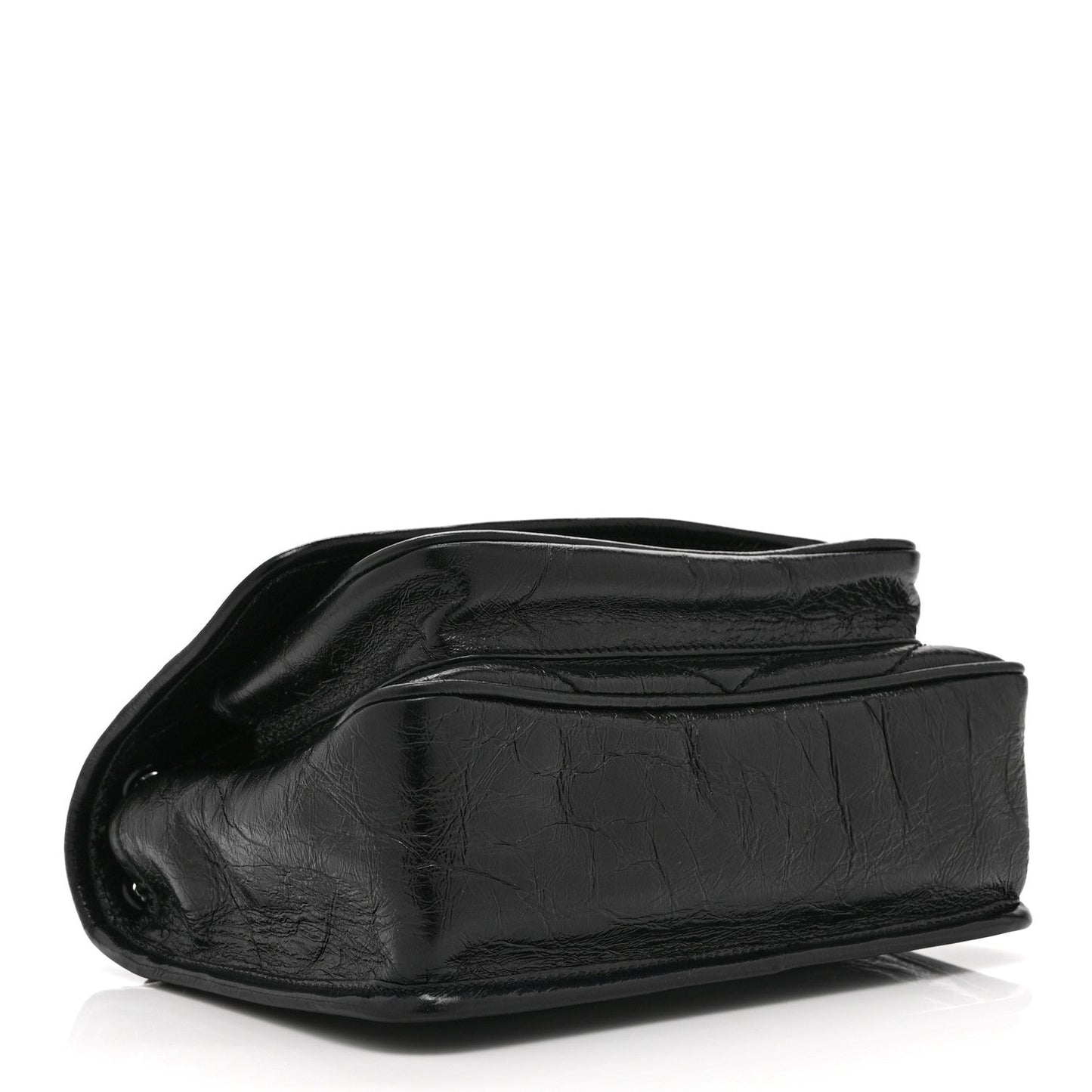 Saint Laurent Crinkled Calfskin Matelasse Monogram Baby Niki Chain Satchel Black
