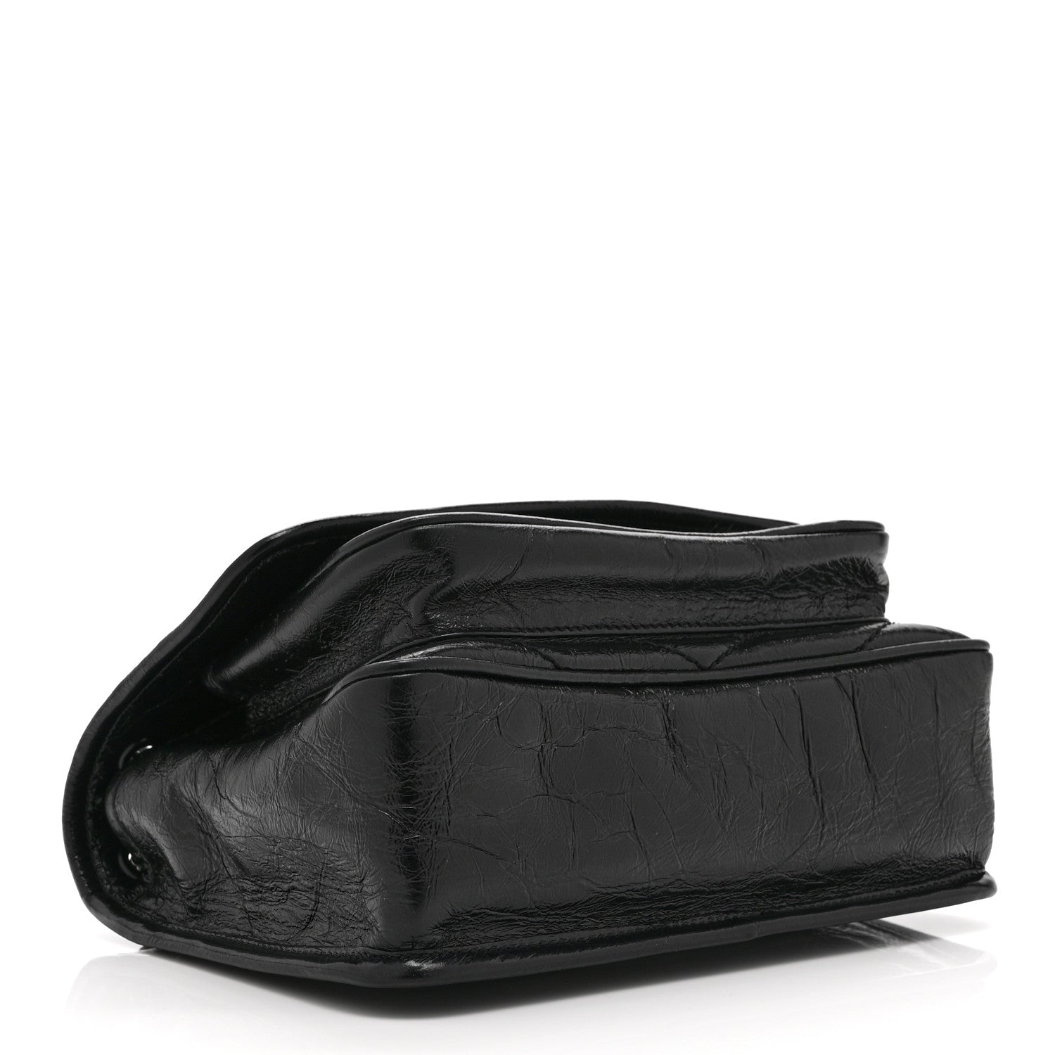 Saint Laurent Crinkled Calfskin Matelasse Monogram Baby Niki Chain Satchel Black