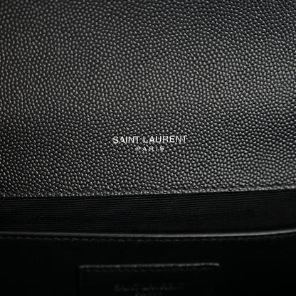 Saint Laurent Mixed Matelasse Triquilt Medium Monogram Satchel Black