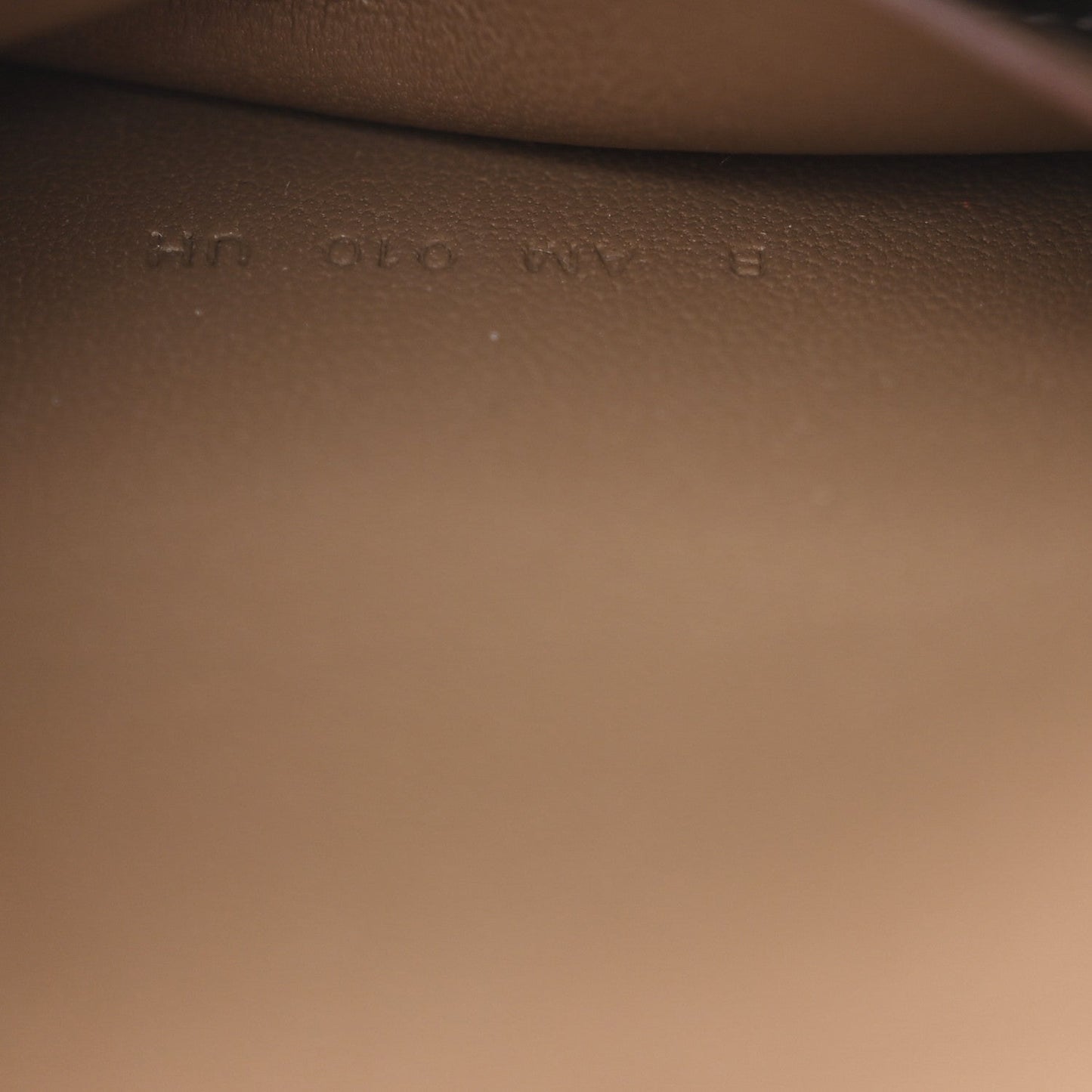 Taupe leather interior with faint embossed marks