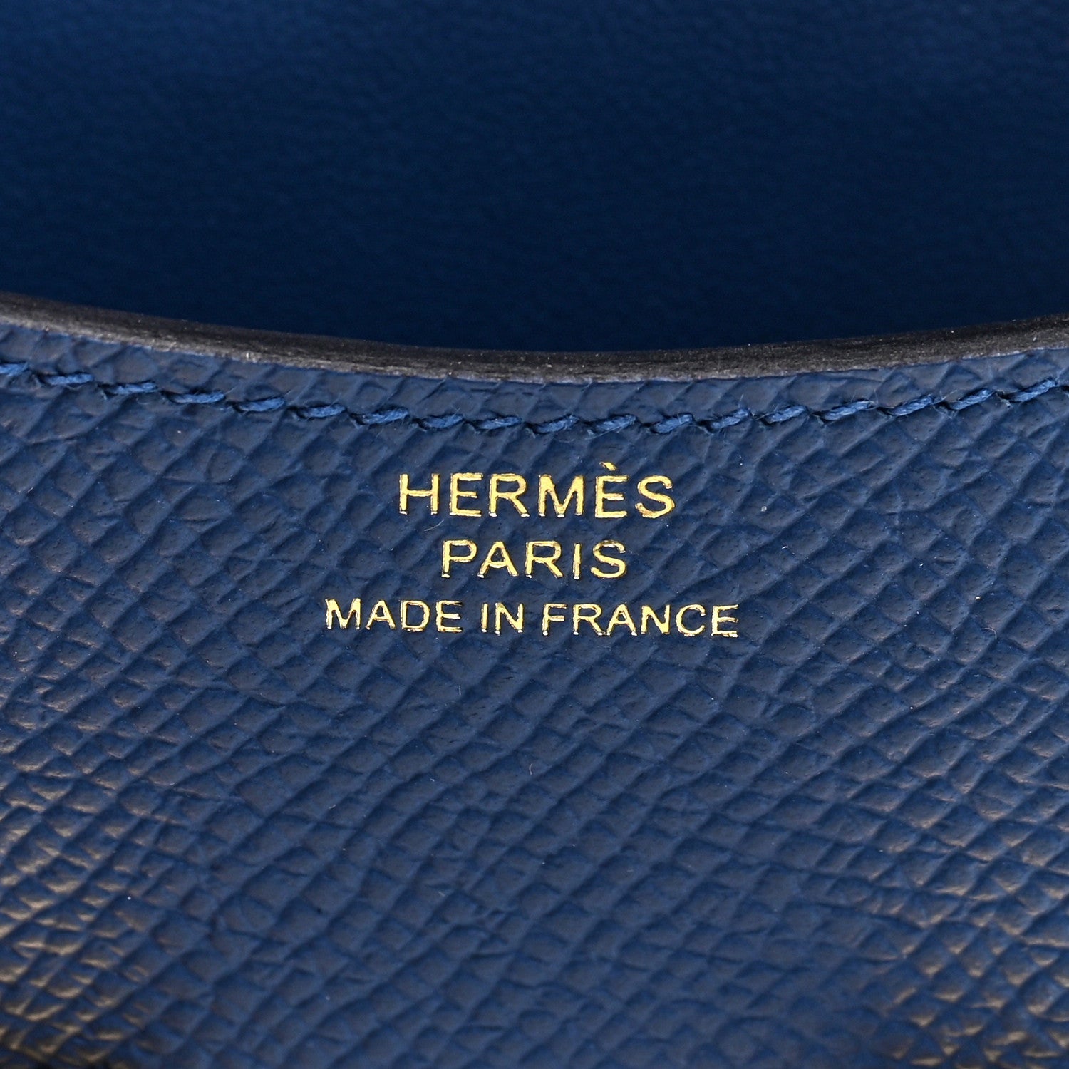 Blue leather slim wallet with HERMÈS PARIS MADE IN FRANCE embossing