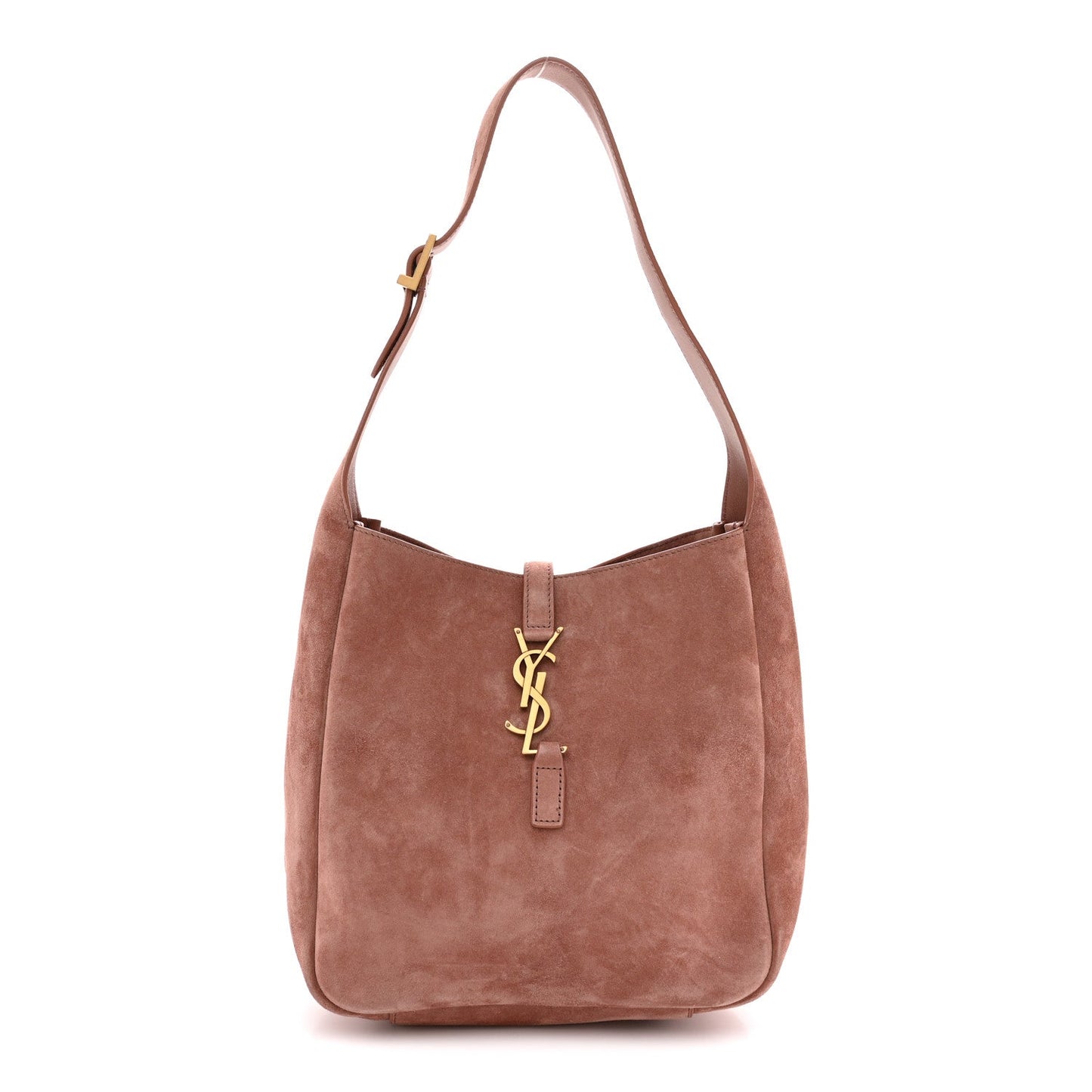 Saint Laurent Suede Calfskin Small Le 5 A 7 Soft Hobo Barley Pink
