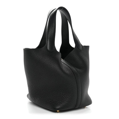 Taurillon Clemence Picotin Lock 18 PM Tote Black Calfskin Leather