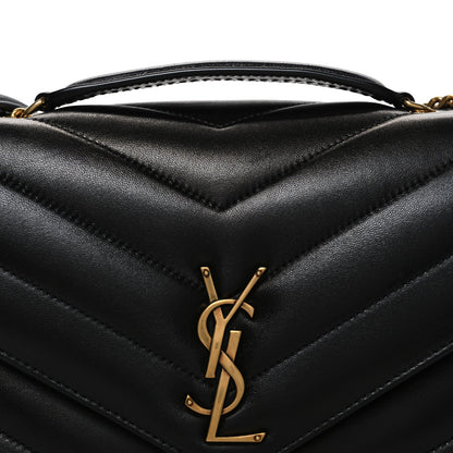 Saint Laurent Lambskin Chevron Quilted Medium Loulou Black
