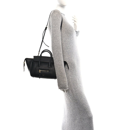 Celine grained calfskin tote bag, black with crossbody strap and side zipper