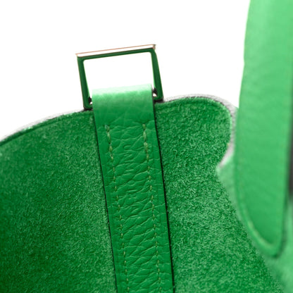 Picotin Lock 18 PM Taurillon Clemence Tote Bag Bambou Green
