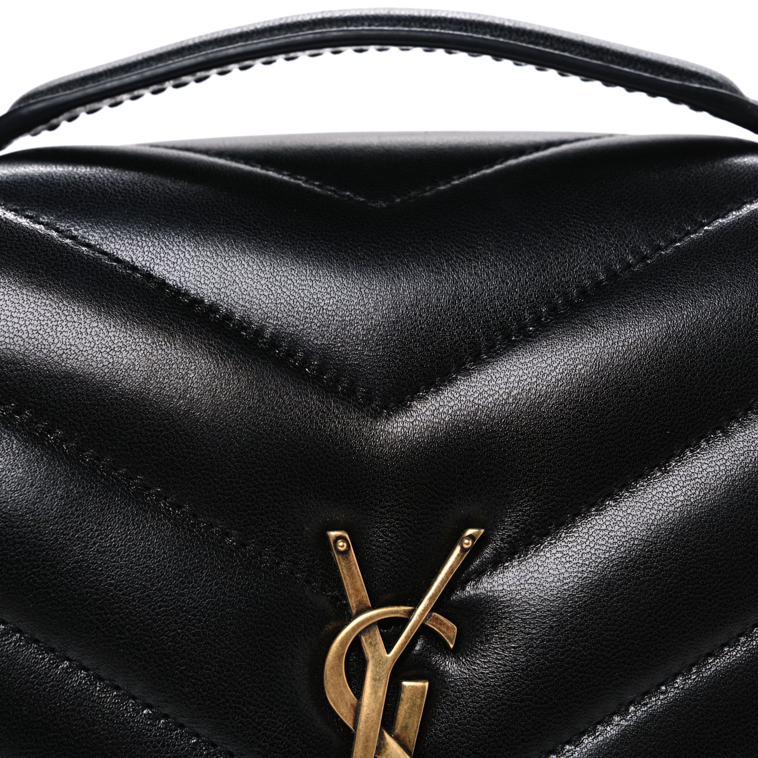 Saint Laurent Lambskin Chevron Quilted Medium Loulou Shoulder Bag Black