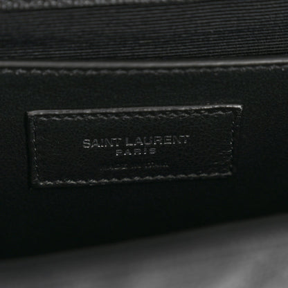 Saint Laurent Mixed Matelasse Triquilt Medium Monogram Satchel Black