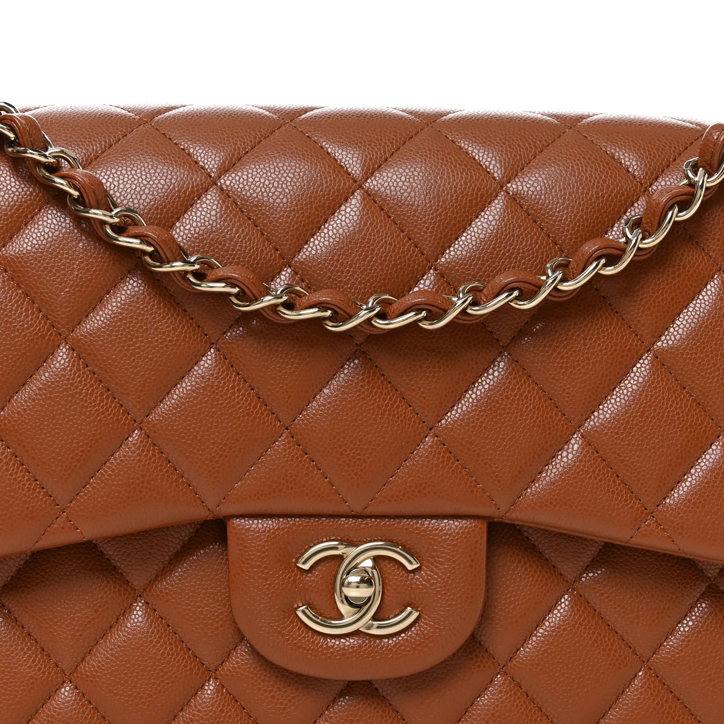 Chanel Jumbo Double Flap Bag in Brown Caviar Leather