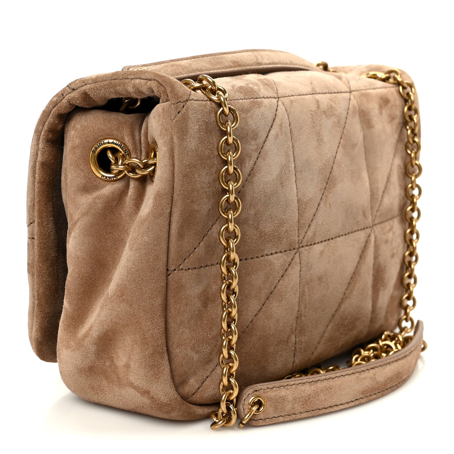 Saint Laurent Suede Matelasse Monogram Mini Jamie 4.3 Shoulder Bag Whisper Pink