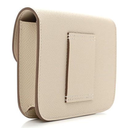 Slim wallet with flap and vertical pocket, light cream textured leather