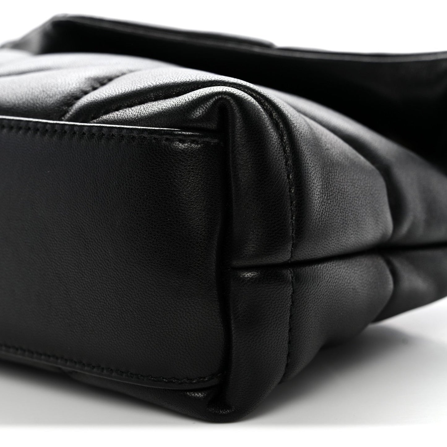 Saint Laurent Lambskin Quilted Toy Loulou Puffer Monogram Chain Satchel Black