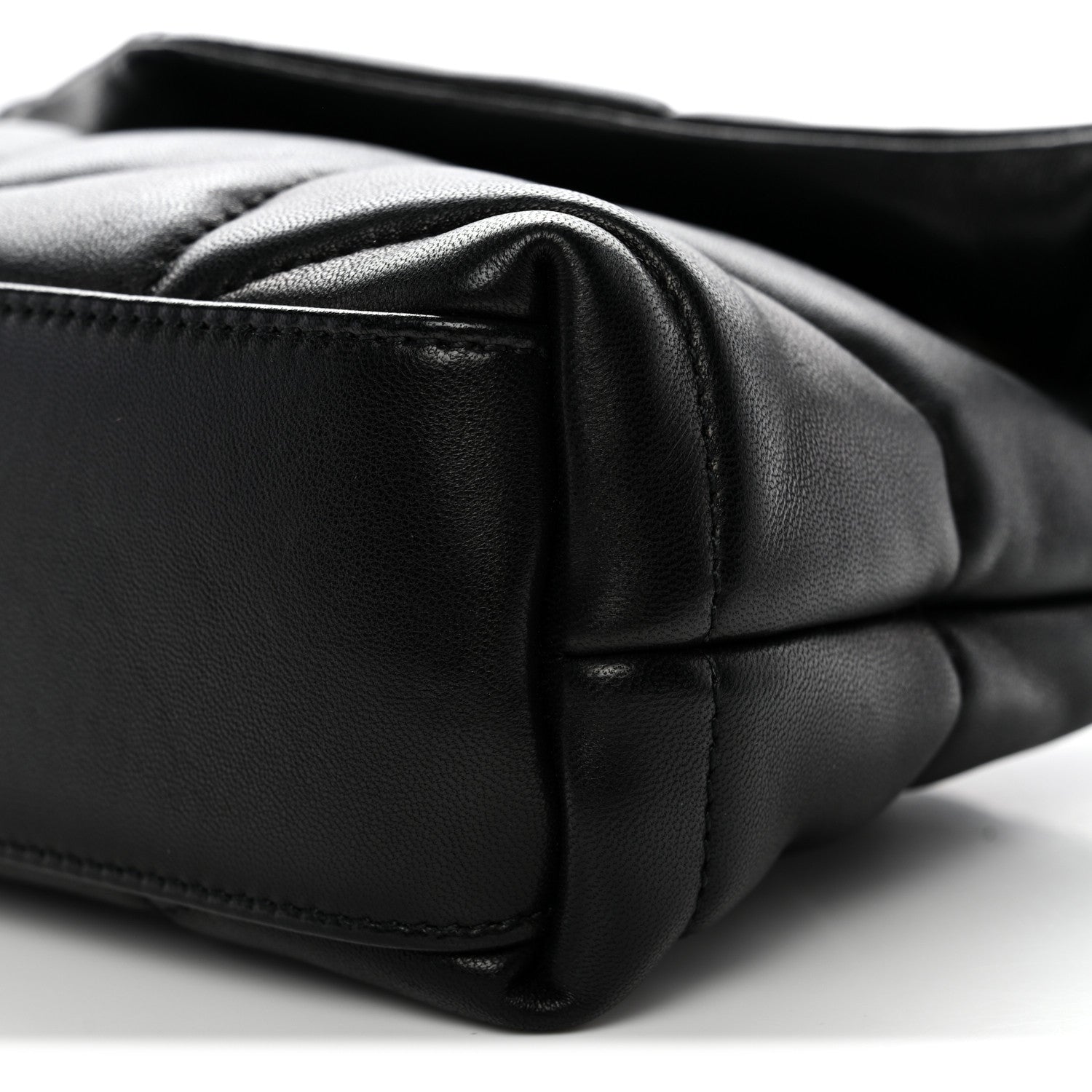 Saint Laurent Lambskin Quilted Toy Loulou Puffer Monogram Chain Satchel Black