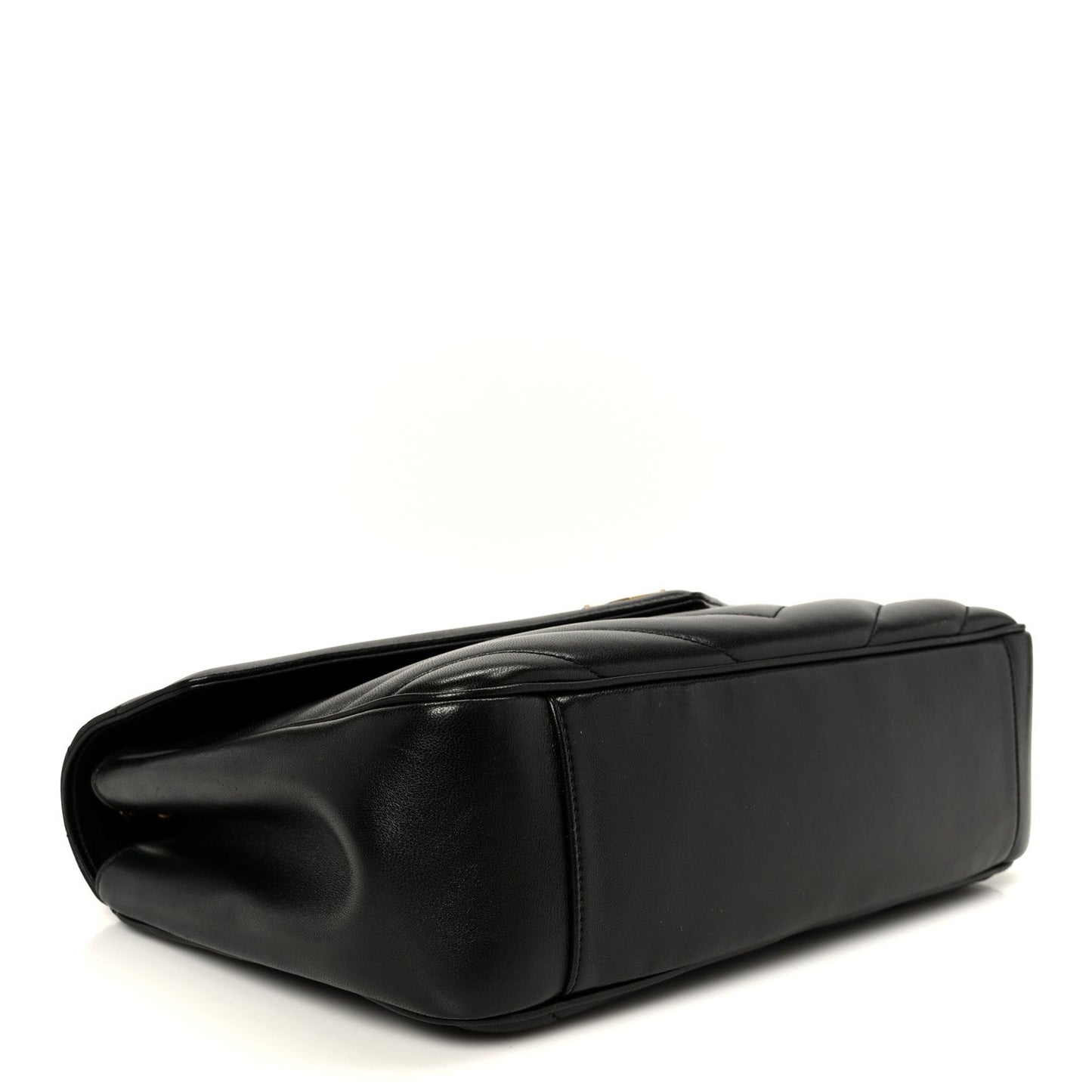 Saint Laurent Lambskin Chevron Quilted Large LouLou Shoulder Bag Black
