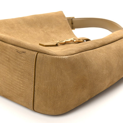Saint Laurent Suede Lizard Embossed Small Le 5 A 7 Soft Hobo Dark Pistachio