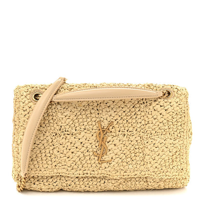 Saint Laurent Raffia Monogram Medium Jamie Shoulder Bag Natural Avorio