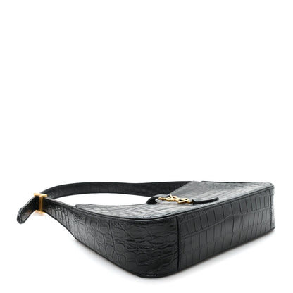 Saint Laurent Le 5 A 7 Hobo Bag Embossed Calfskin Black