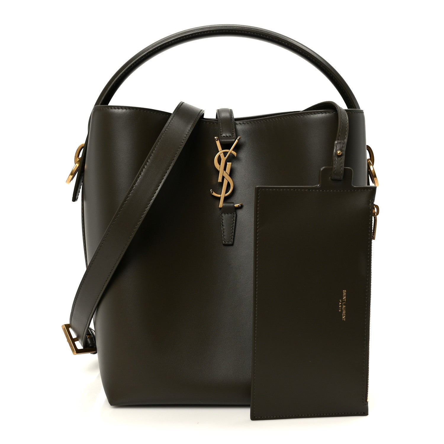 Saint Laurent Shiny Calfskin Le 37 Bucket Bag Arabica