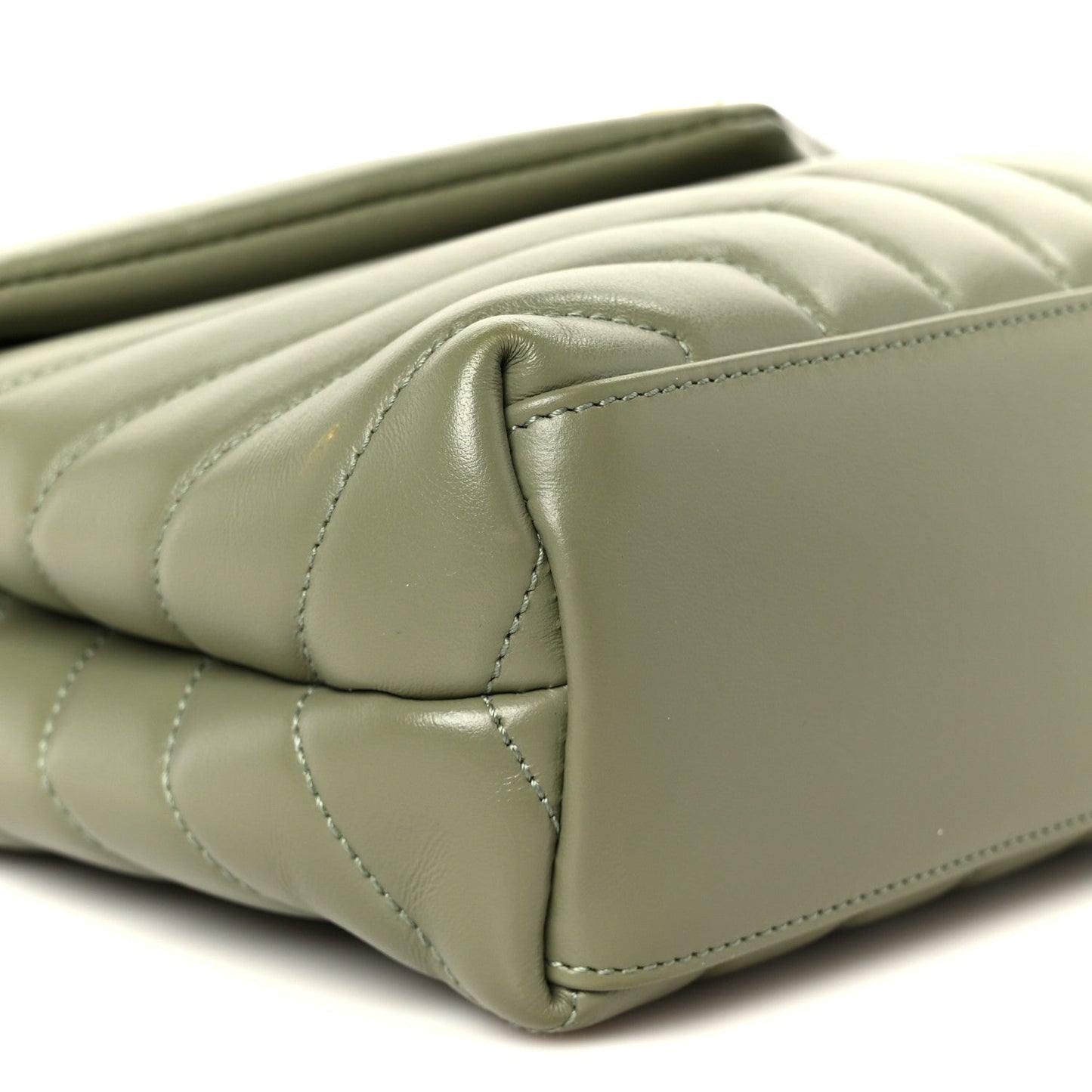 Saint Laurent Loulou Calfskin Y Quilted Monogram Small Chain Satchel Light Sage