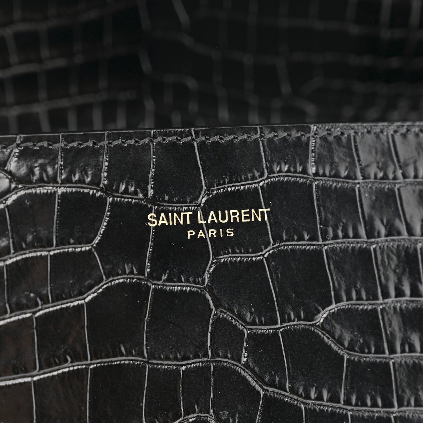 Saint Laurent Cassandra Medium Top Handle Bag Crocodile Embossed Calfskin Black
