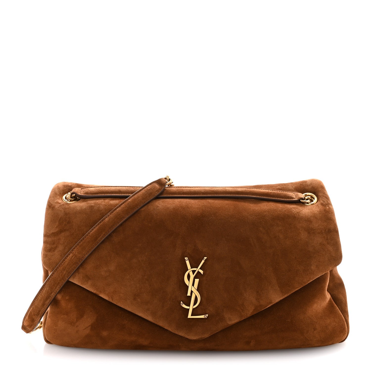 Saint Laurent Large Calypso Suede Shoulder Bag Caramel Cognac