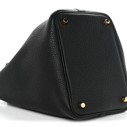 Taurillon Clemence Picotin Lock 18 PM Tote Black Calfskin Leather