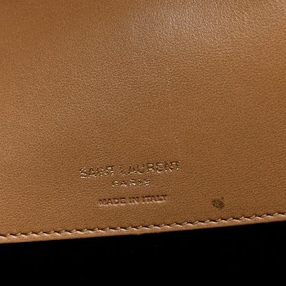 Saint Laurent Lambskin Chevron Quilted Large Loulou Bag Natural Tan