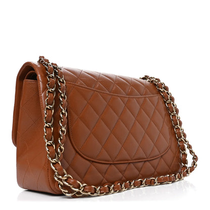 Chanel Jumbo Double Flap Bag in Brown Caviar Leather