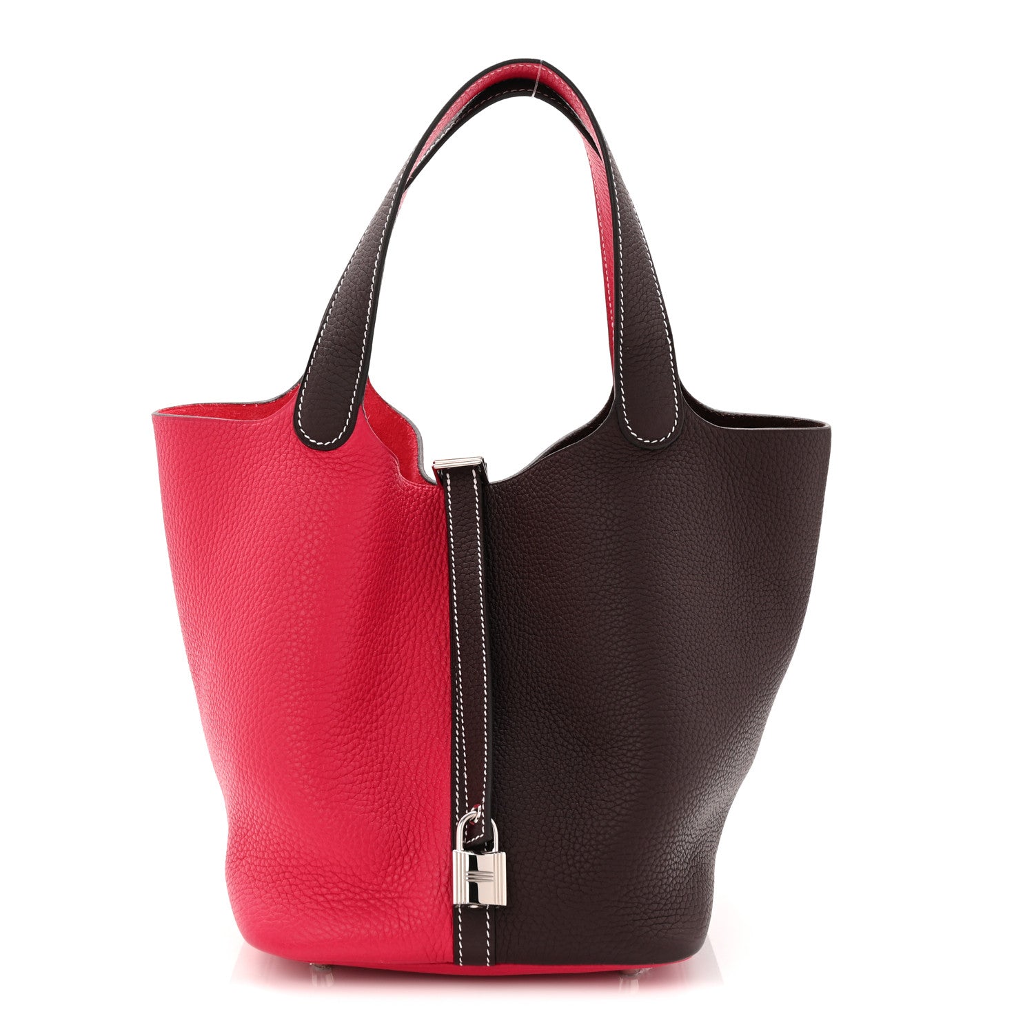 Taurillon Clemence Casaque Picotin Lock 18 PM Bucket Bag Rouge Sellier Framboise