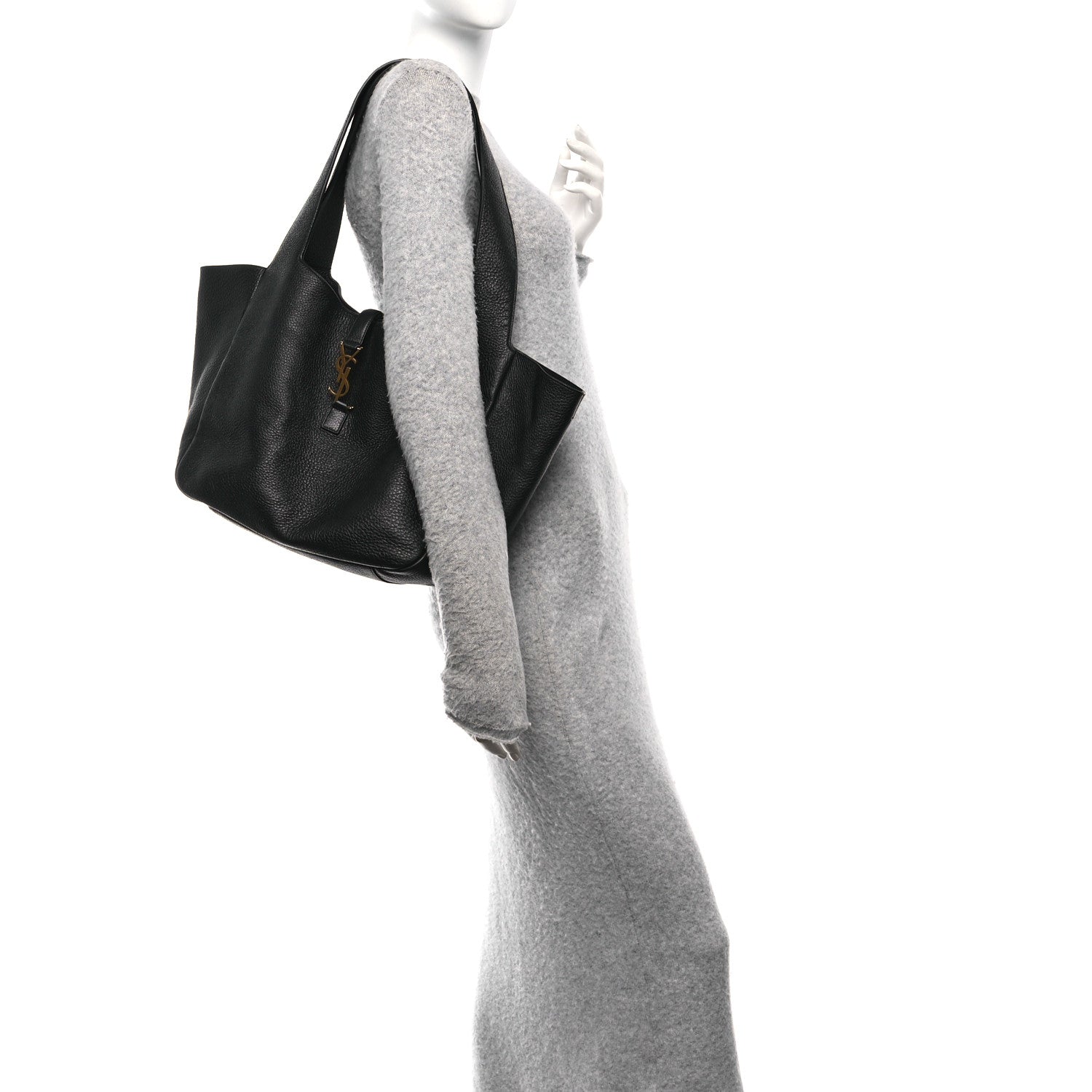SAINT LAURENT Grained Deerskin Bea Tote Black