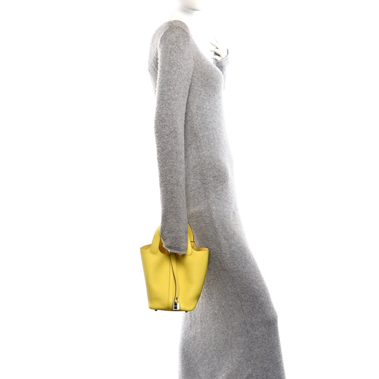 Taurillon Clemence Picotin Lock 18 PM Lime Leather Tote