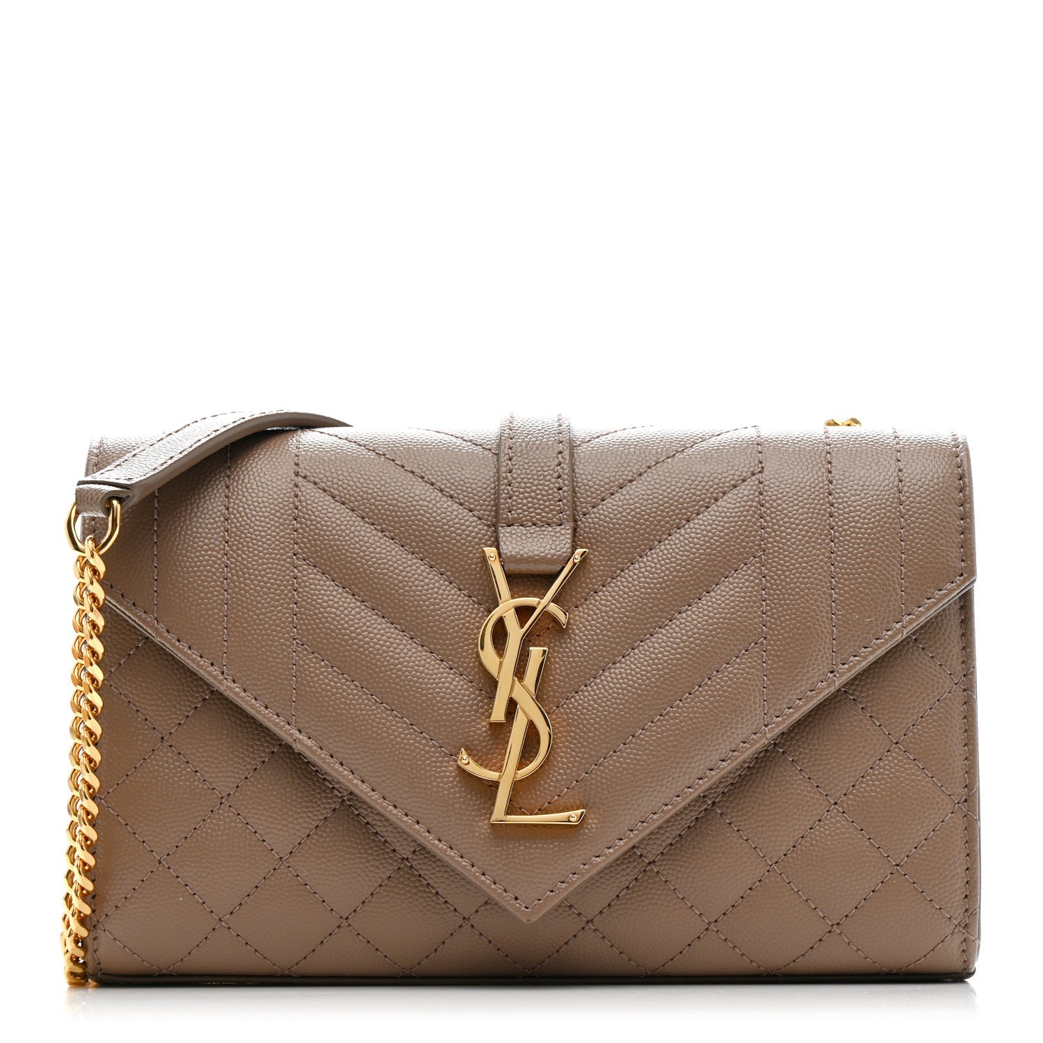 Saint Laurent Grain De Poudre Matelasse Triquilt Small Monogram Satchel Dark Beige