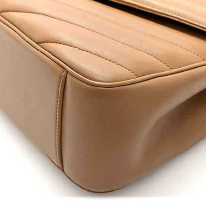 Saint Laurent Lambskin Chevron Quilted Large Loulou Bag Natural Tan