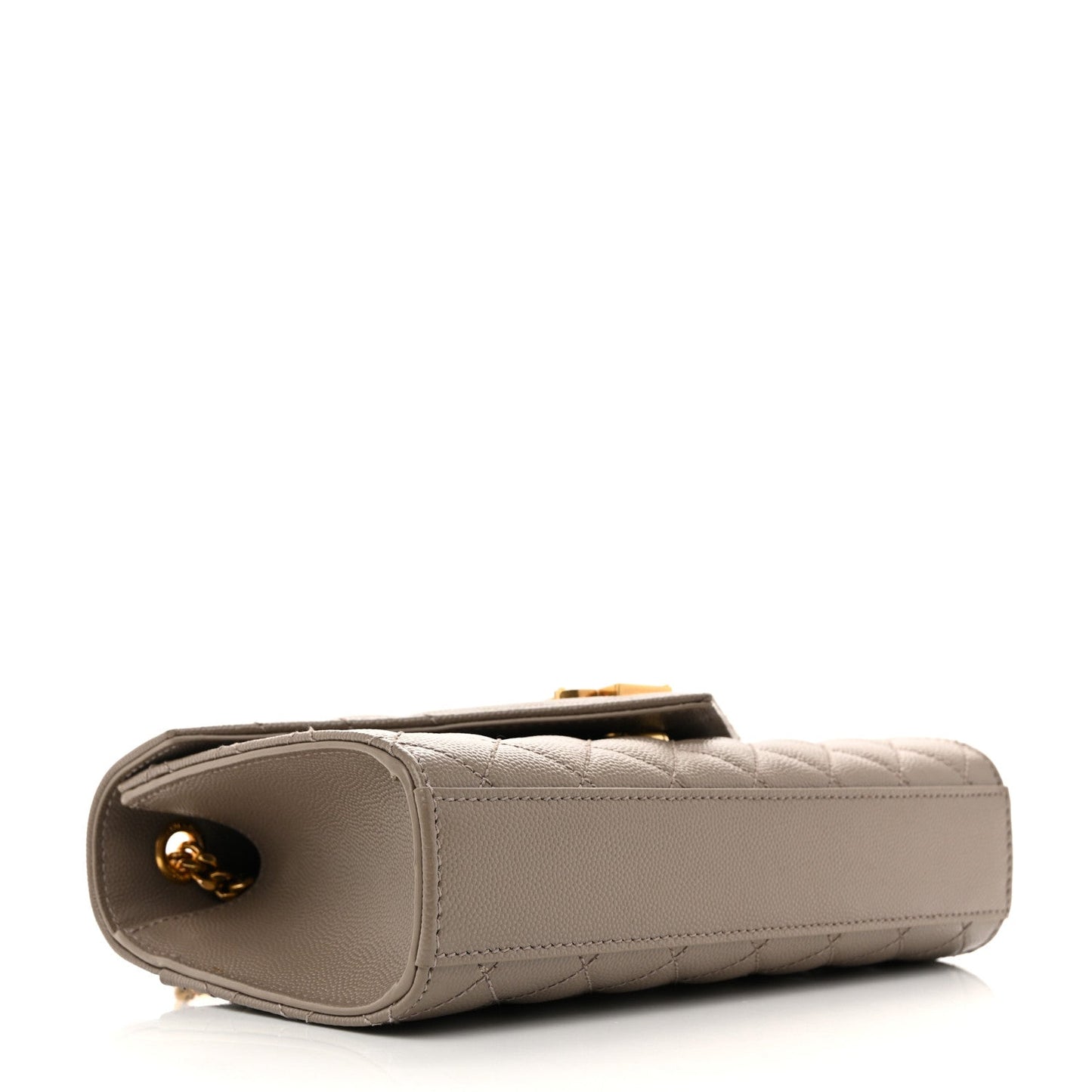 Saint Laurent Grain De Poudre Textured Mixed Matelasse Triquilt Small Monogram Satchel Greyish Brown