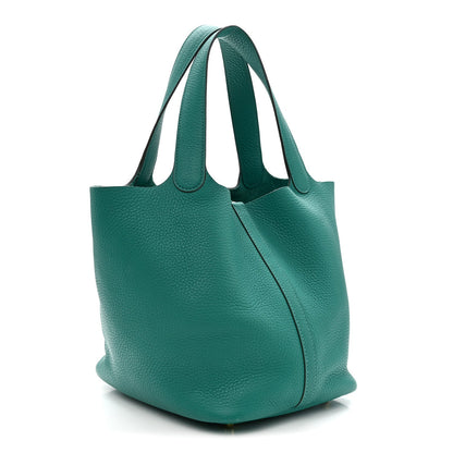 Picotin Lock 18 PM Tote in Green Clemence Leather