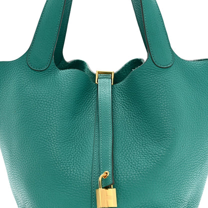Picotin Lock 18 PM Tote in Green Clemence Leather