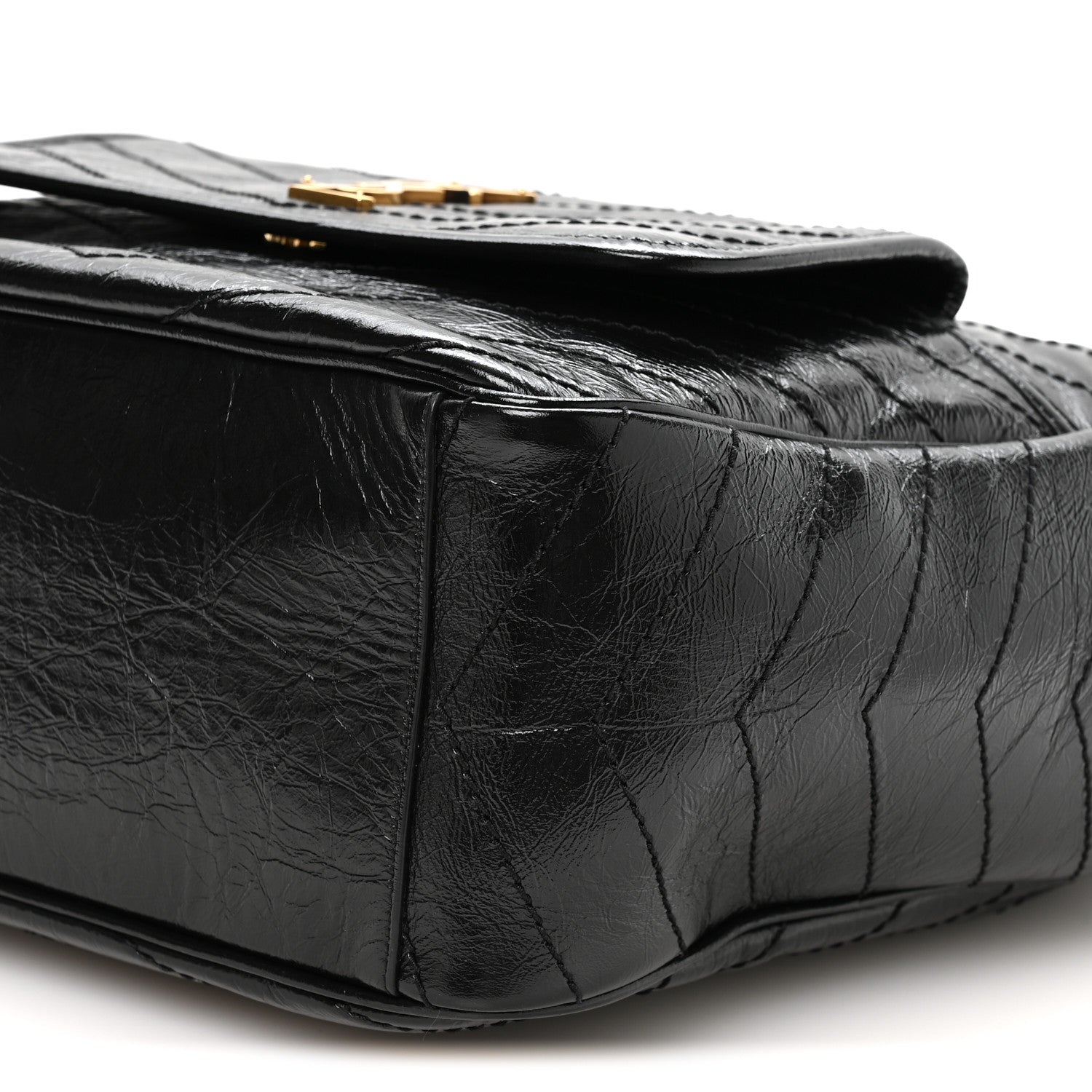 Saint Laurent Crinkled Calfskin Matelasse Niki Multipocket Shopping Tote Black