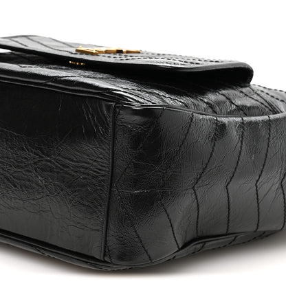 Saint Laurent Crinkled Calfskin Matelasse Niki Multipocket Shopping Tote Black