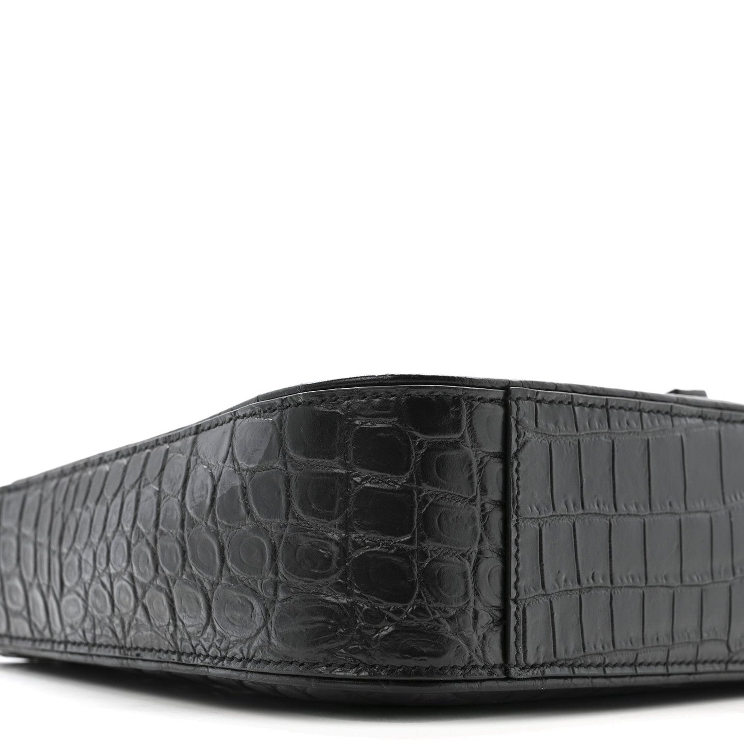 Saint Laurent Calfskin Crocodile Embossed Le 5 A 7 Hobo Bag Black